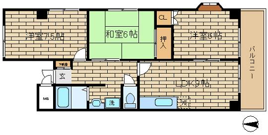 神戸市須磨区須磨浦通のマンションの間取り