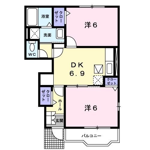 韮崎市大草町若尾のアパートの間取り