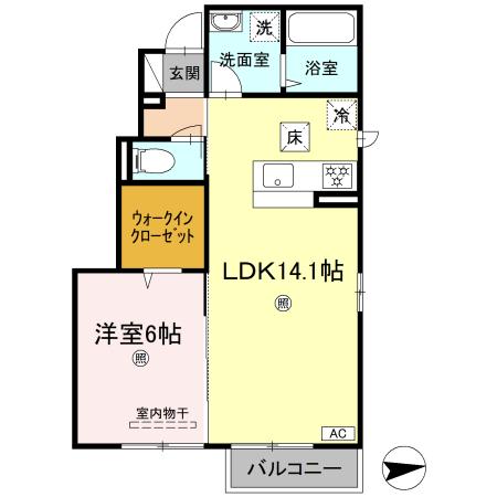 東かがわ市横内のアパートの間取り