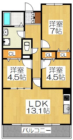 京都市山科区東野片下リ町のマンションの間取り