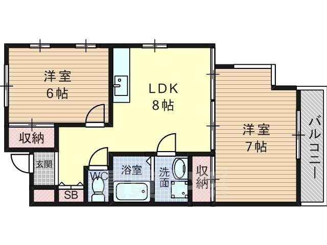 京都市西京区上桂森下町のマンションの間取り