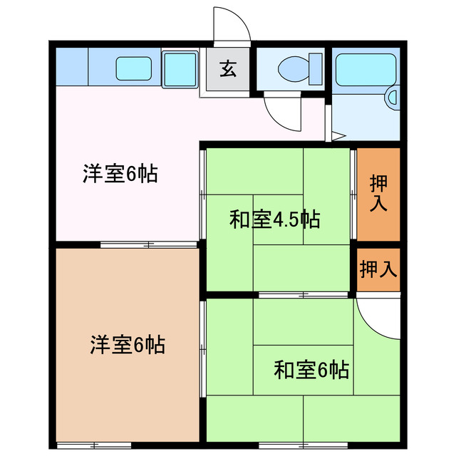 伊勢市小俣町湯田のアパートの間取り