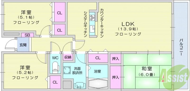 オークス南仙台の間取り