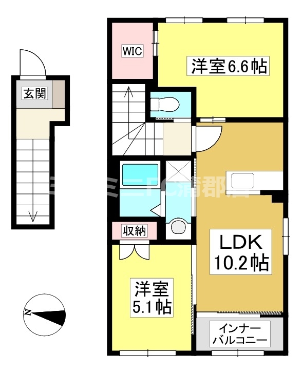 岡崎市中島町のアパートの間取り