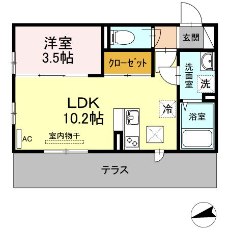 鹿児島市上荒田町のアパートの間取り