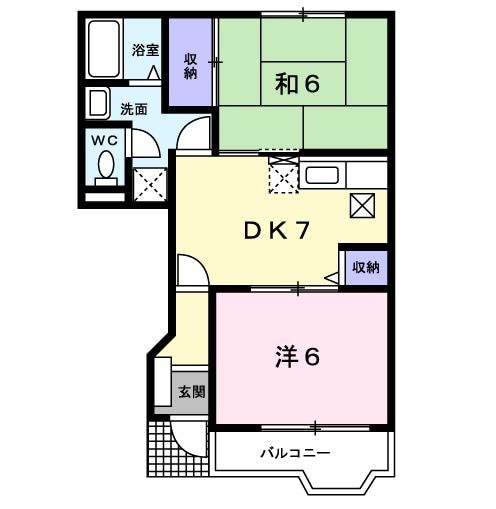行橋市大字下津熊のアパートの間取り
