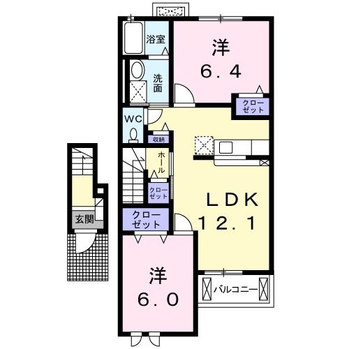 南相馬市原町区陣ケ崎のアパートの間取り