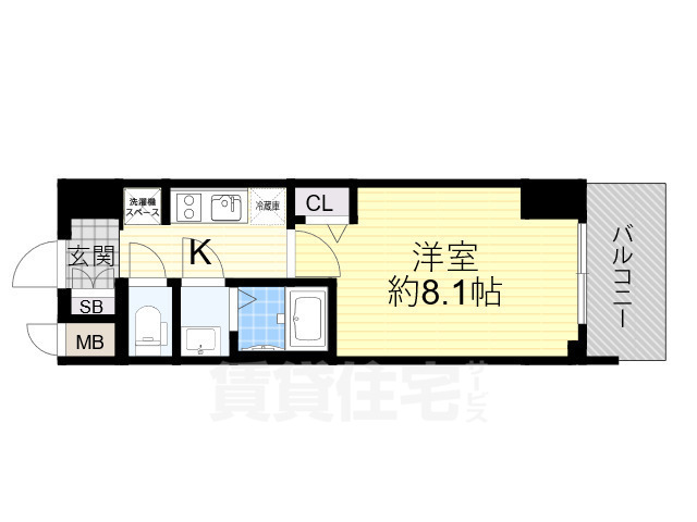 プレサンス谷町九丁目駅前の間取り