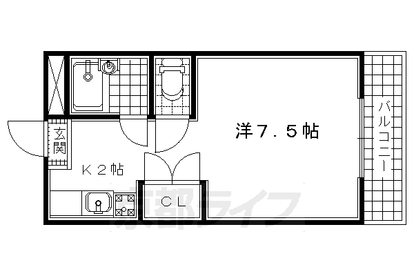 ＪＲ奈良線 城陽駅 徒歩4分 6階建 築37年の間取り写真