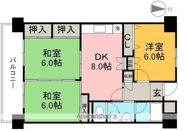 ＪＲ土讃線 入明駅 徒歩5分 8階建 築37年の間取り写真
