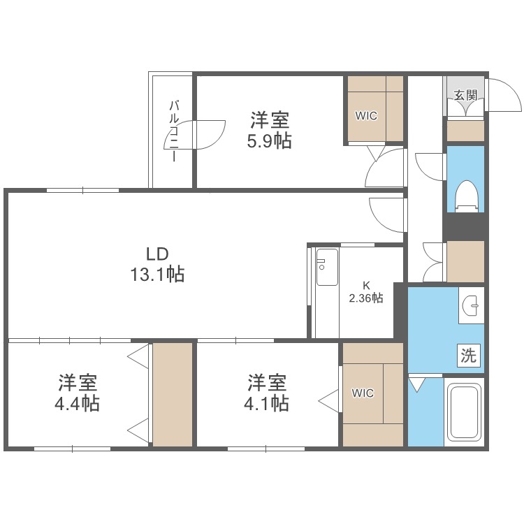 アルファスクエア北１２西３の間取り