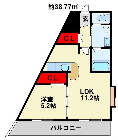 北九州市八幡西区陣原のアパートの間取り