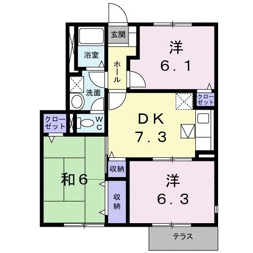 岩出市南大池のアパートの間取り