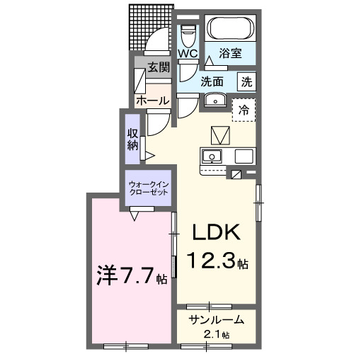 高岡市野村のアパートの間取り