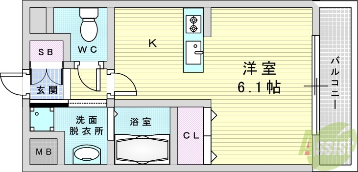 大阪市西淀川区竹島のアパートの間取り