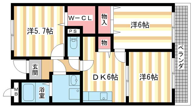 木津川市木津川台のマンションの間取り