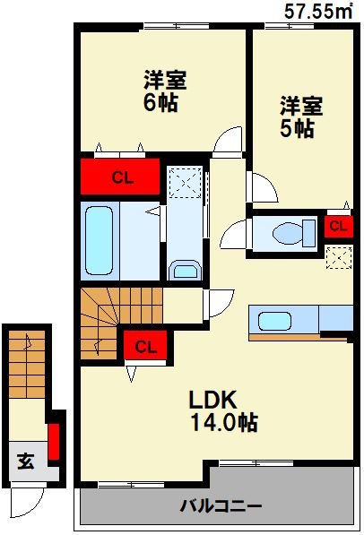 田川市大字川宮のアパートの間取り