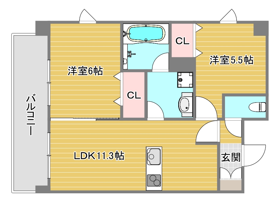 堺市堺区車之町東のマンションの間取り