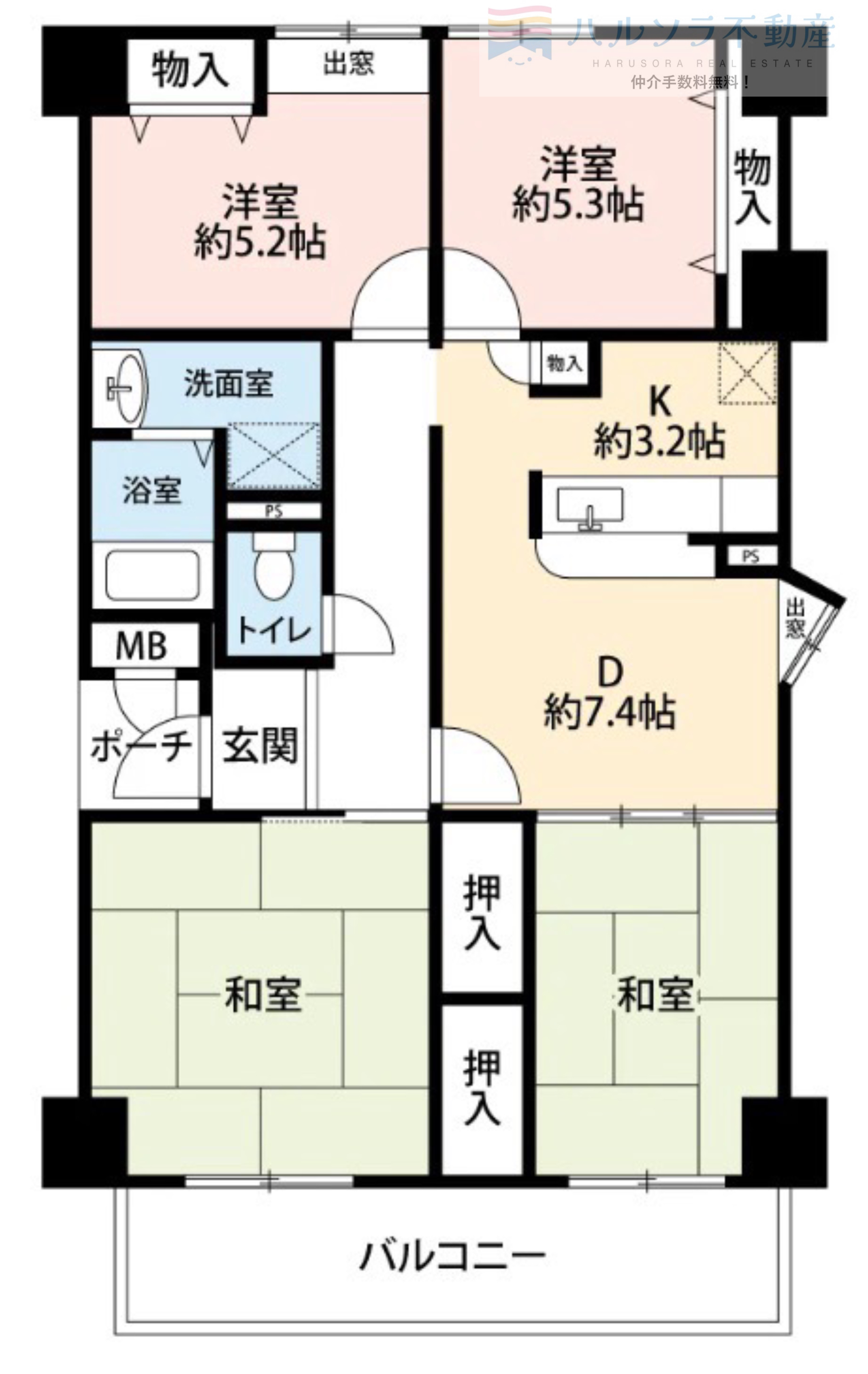 堺市西区浜寺諏訪森町西のマンションの間取り