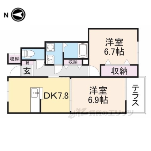 舞鶴市田中町のアパートの間取り