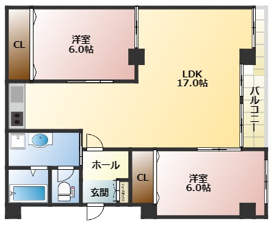 神戸市灘区赤松町のマンションの間取り