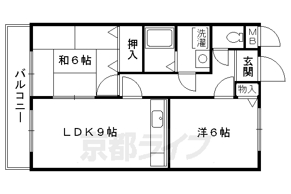 京都市左京区岩倉西河原町のマンションの間取り