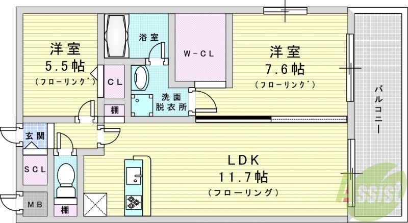 大阪市淀川区木川西のマンションの間取り