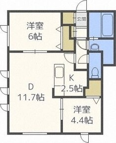 札幌市西区発寒十五条のアパートの間取り