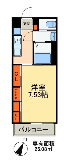 松戸市竹ケ花のマンションの間取り