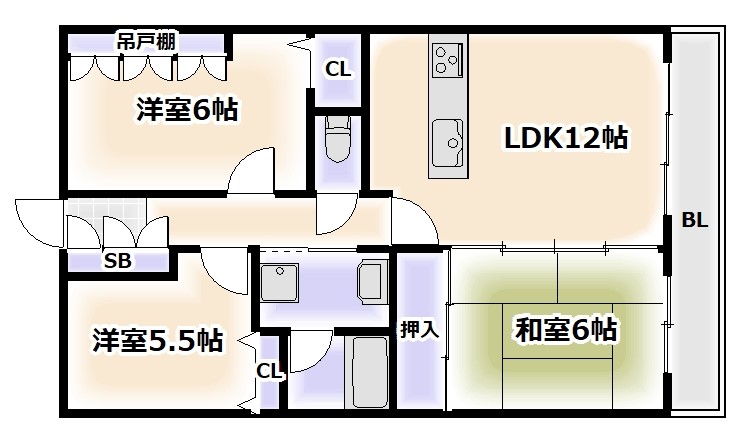 大阪市西成区玉出中のマンションの間取り