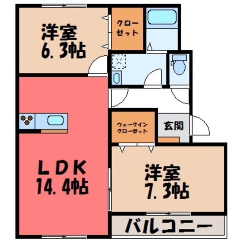 さくら市氏家のマンションの間取り