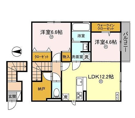 明石市魚住町西岡のアパートの間取り