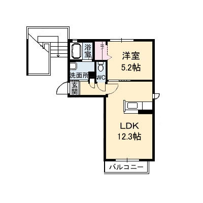 岡山市北区富田のアパートの間取り