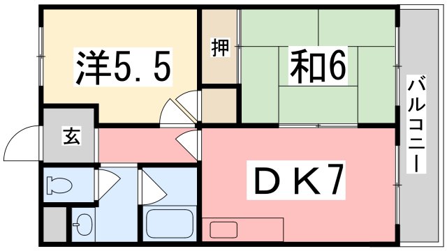 姫路市飾磨区加茂東のマンションの間取り