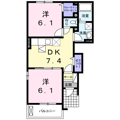 指宿市十町のアパートの間取り