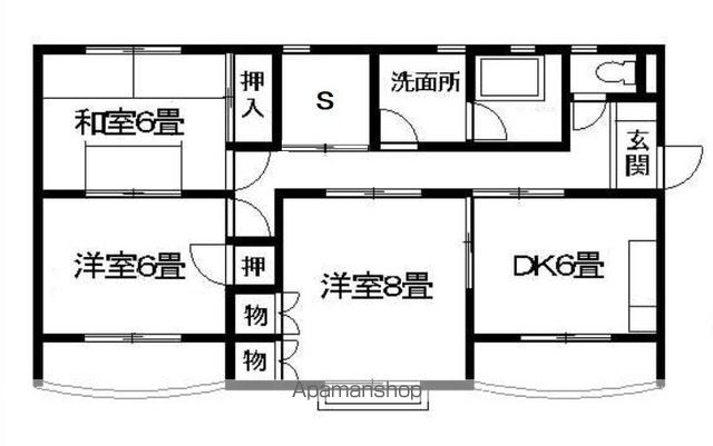 ＪＲ中央線 甲府駅 徒歩14分 3階建 築40年の間取り写真