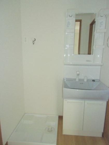 洗面設備　シャンプードレッサーと洗濯機置場