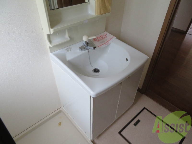 洗面設備　洗面化粧台は脱衣所内に、身だしなみはこちらで