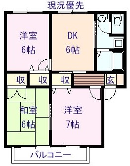 長野市川中島町上氷鉋のアパートの間取り