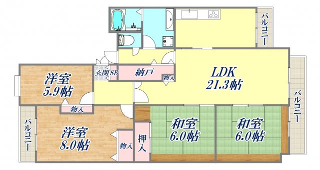 白鷹松下町マンションの間取り