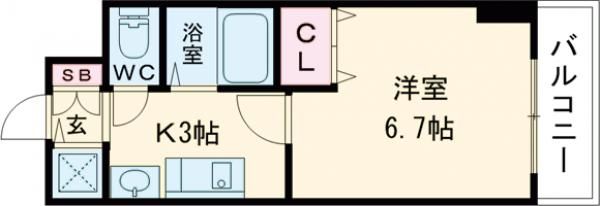 神戸市中央区筒井町のマンションの間取り