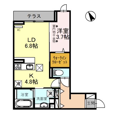 仙台市若林区元茶畑のアパートの間取り