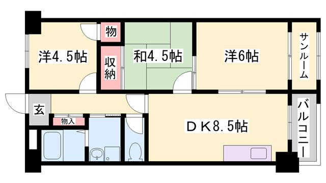 明石市西明石北町のマンションの間取り