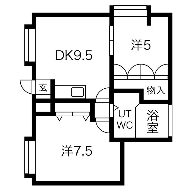 札幌市中央区南十二条西のマンションの間取り