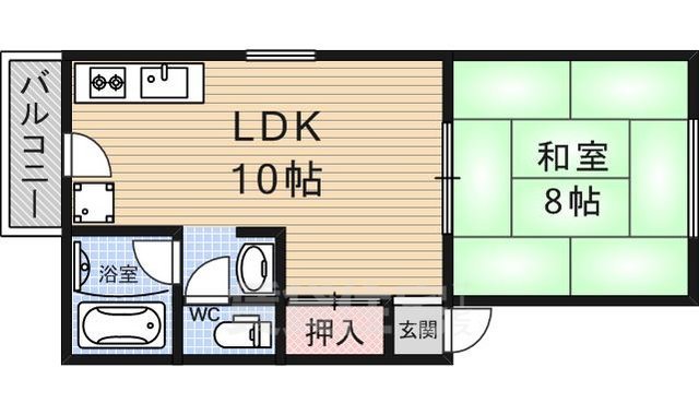 京都市山科区御陵別所町のアパートの間取り