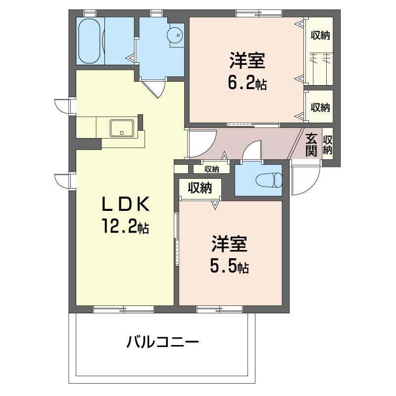 太田市新田市野井町のアパートの間取り