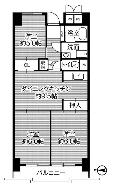 ビレッジハウス木場タワー1号棟の間取り