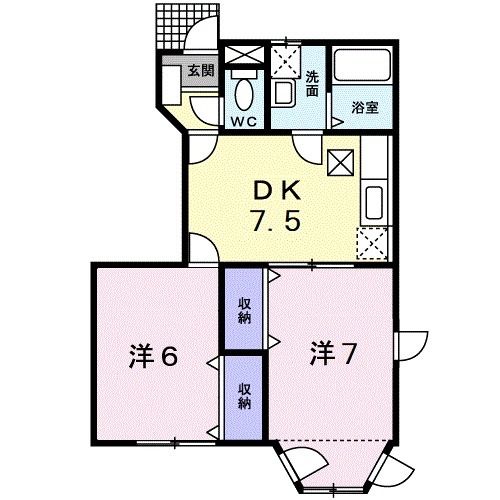 橋本市向副のアパートの間取り