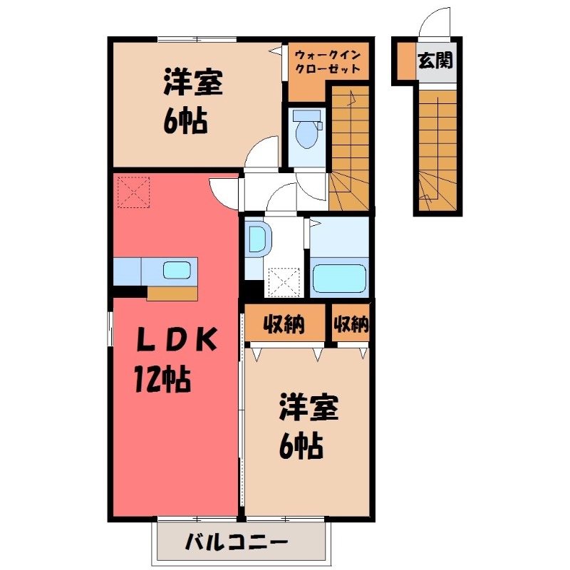 筑西市門井のアパートの間取り