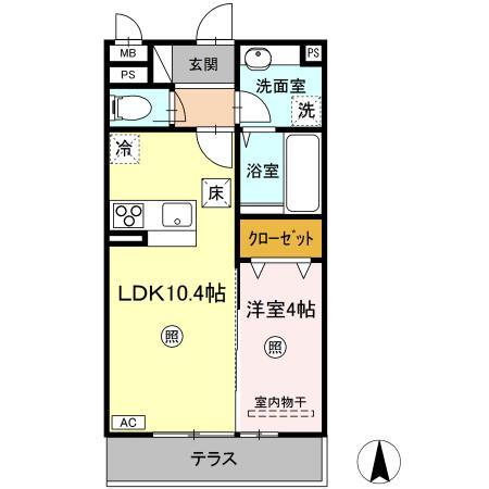 仙台市青葉区台原のアパートの間取り